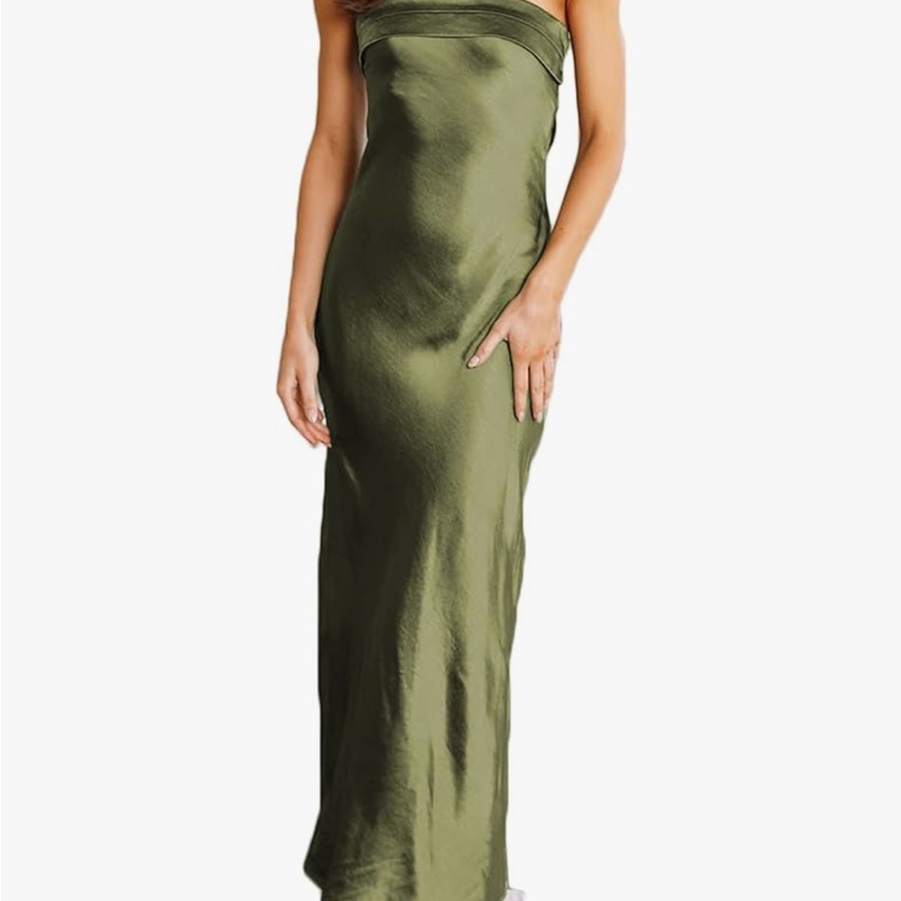 Elegant Olive Green Strapless Dress